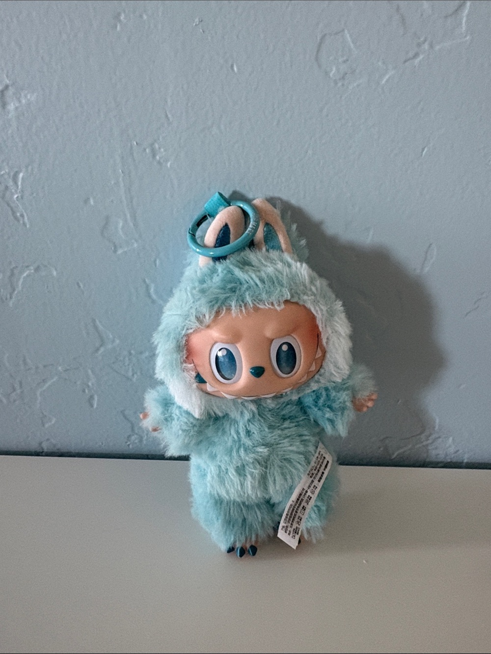 Cute Blue Plush authenticed labubu Keychain - Soft Furry Pocket Toy.